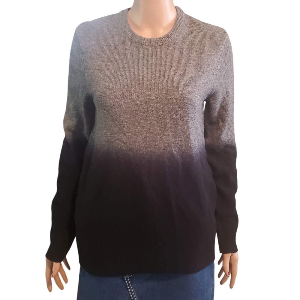 Selected Denmark Size M Dip Dyed Ombre 100% Wool Gray to Black Sweater